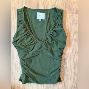 Reformation Forest Green V-Neck Tank Top